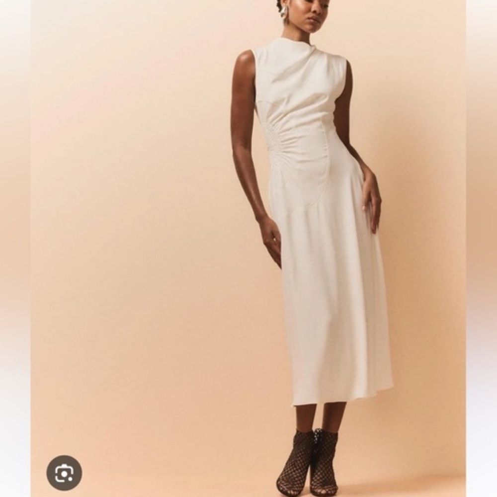 A.L.C. Kaia Gathered Sleeveless Midi Dress Size 8 - Picture 5 of 7